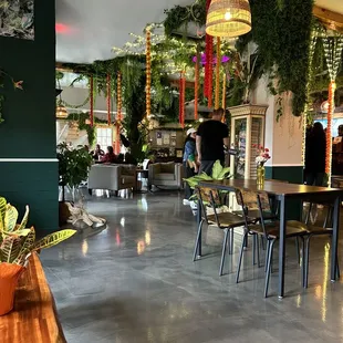 the interior of a cafe