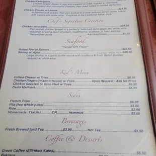menu