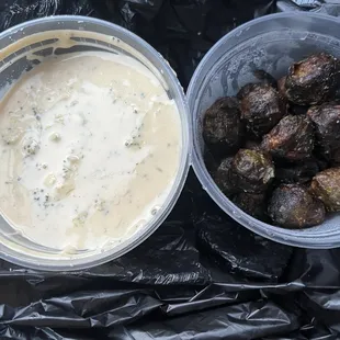 Cup of Broccoli Cheddar Soup &amp; Fried Brussel Sprouts (both are fantastic!)