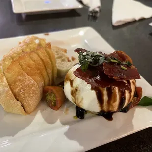 Burrata Toast w/crispy prosciutto.
