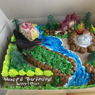 Chocolate Dino Birthday Cake with Whipped Cream Frosting