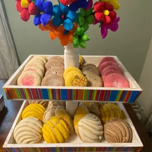 three tiered trays of cookies