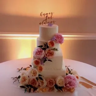 Bottom was strawberries n' cream and the rest was chocolate mousse! Our guests raved about it and there was not a single piece leftover!!