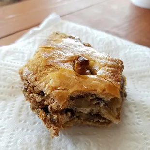 This is Baklava. Sort of a sweet pie with honey, nuts, and raisins