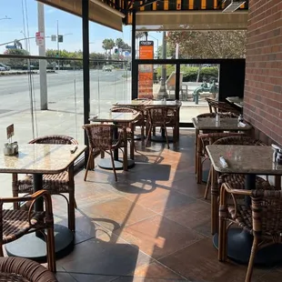 Panini Kabob Grill's covered patio in Anaheim, CA.