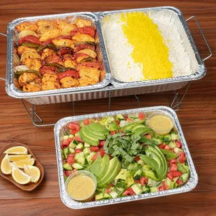 Family Kabob Combo (4 Skewers) - Feeds up to 6 people. Includes choice of 2 sides (rice and/or salad).