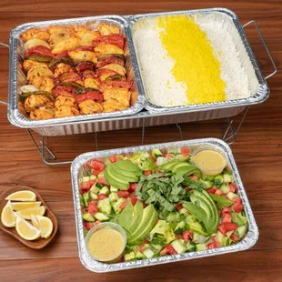 Family Combo (4 Skewers) - Feeds up to 6 people. Includes choice of 2 sides (rice and/or salad).