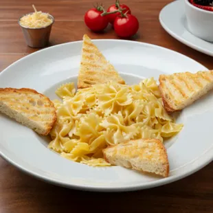 Kids Buttered Pasta: bowtie pasta, salted butter, parmesan cheese