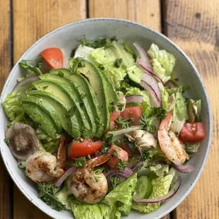 House salad add avocado and shrimp