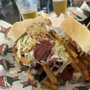 Overstuffed panini with an egg