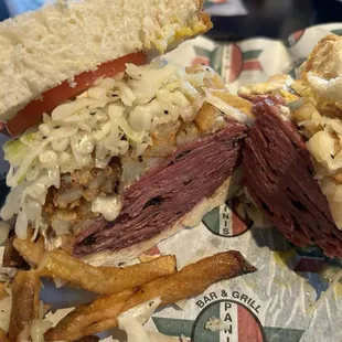 Classic pastrami panini with an egg