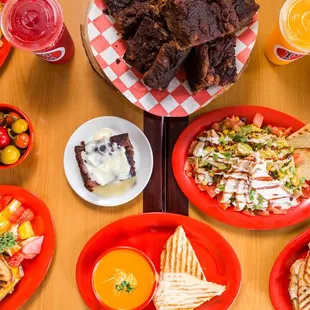 a variety of food on a table