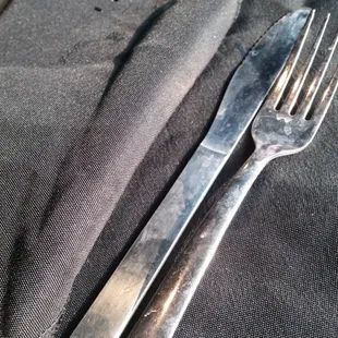 Dirty silverware that was given to us. Never replaced by server just taken away by the server