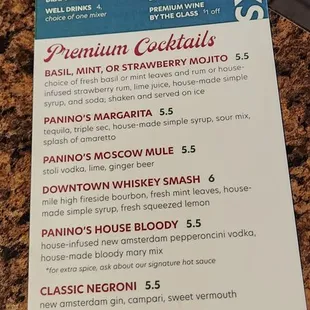 menu