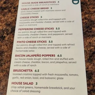 menu