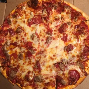 Thin crust pepperoni and sausage