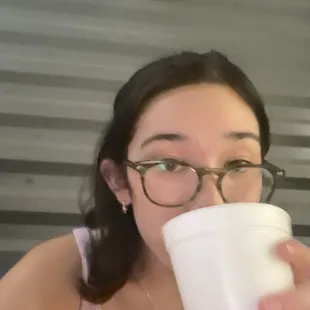 Hot chocolate from coin operated Christmas