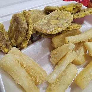 Top: Patacones, Bottom: Yucca Fries