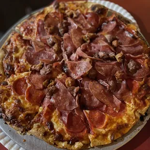 Large meat lovers pizza