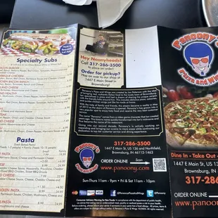 Back of the menu June 2024