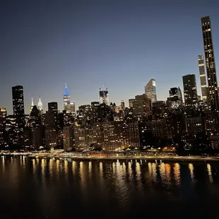 a view of a city at night