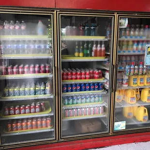 a display of sodas and soft drinks