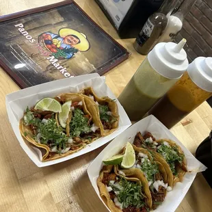 Al pastor, carnitas &amp; chorizo tacos.