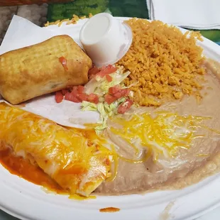 2 item combo el pastor chimichanga and chicken enchilada