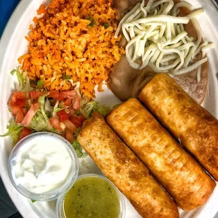 Chorizo Chimichanga Dinner from the taqueria inside Panos Fresh Market.