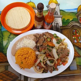 a plate of mexican food