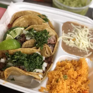 a tray of mexican food