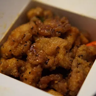 a close up of a box of food