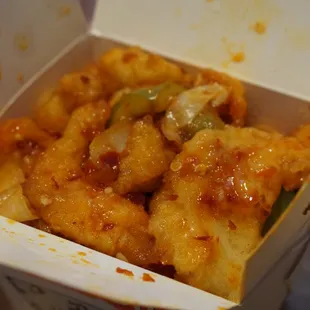 a close up of a box of food