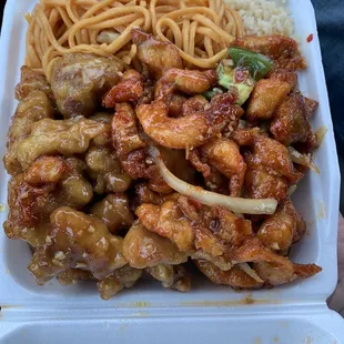 Fried Rice, Chow Mein, Spicy Chicken, Orange Chicken