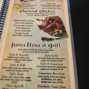 a menu on a table