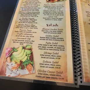 a menu on a table