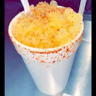 Mango Snow Cone with Tajin. Many different flavors to choose from.