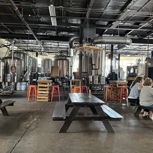Tables and brewery stations