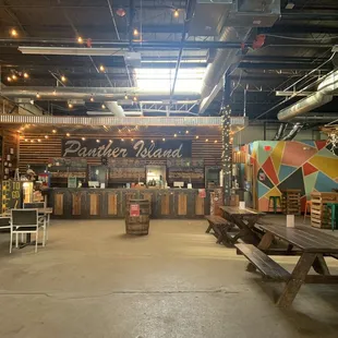 Indoors. Open garage