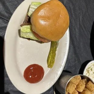 Burger with tots