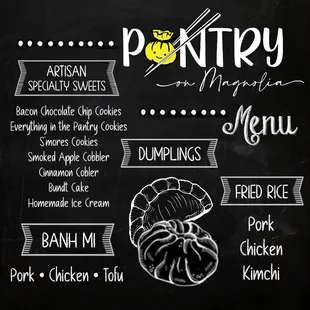 a menu on a blackboard