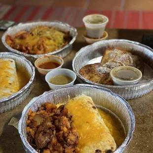 Smothered Breakfast Burrito French Toast Curly Fries