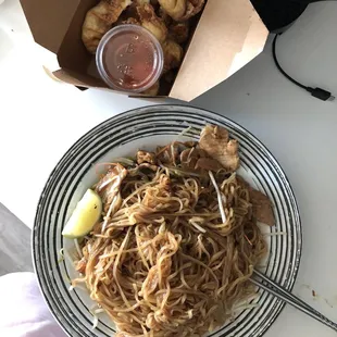 Pork pad Thai and crab Rangoons