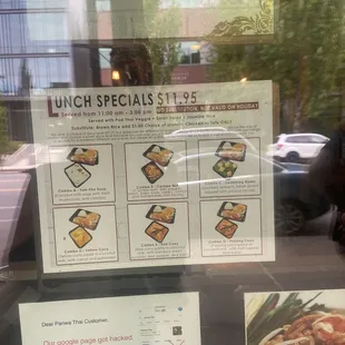 Lunch special menu