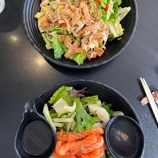Oriental Chicken Salad &amp; Salmon Rainbow Salad
