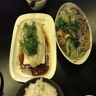 Steamed Fish in Ginger Green Onion Shoyu Sauce with Tofu