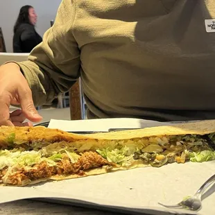 Machete- half tinga de pollo and half rajas con crema