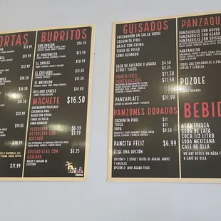 Update menu on the wall
