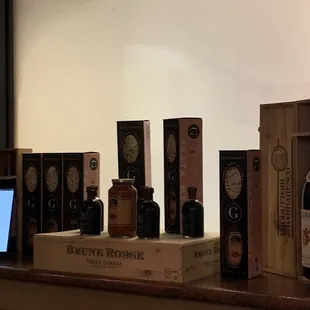 bottles of wine on a shelf