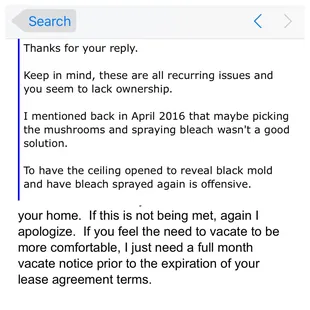 A portion of his response on the bottom.